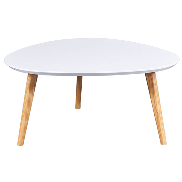 Mitcent White Glossy Top Coffee Table with Wood Legs